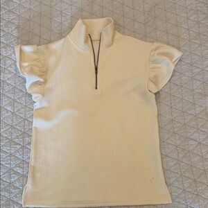 Crown & Ivy Cream Textured Blouse with Zipper